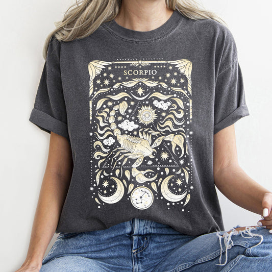 Scorpio Celestial Zodiac Comfort Colors Tees, Horoscope, Astrology