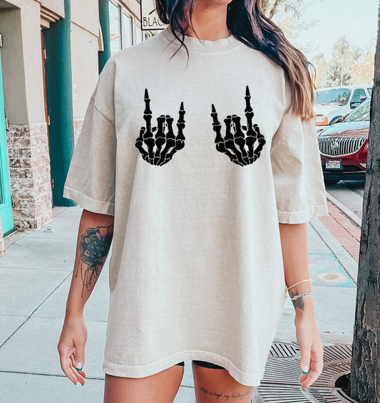 Skeleton Horns Rock Music Comfort Colors Tshirt