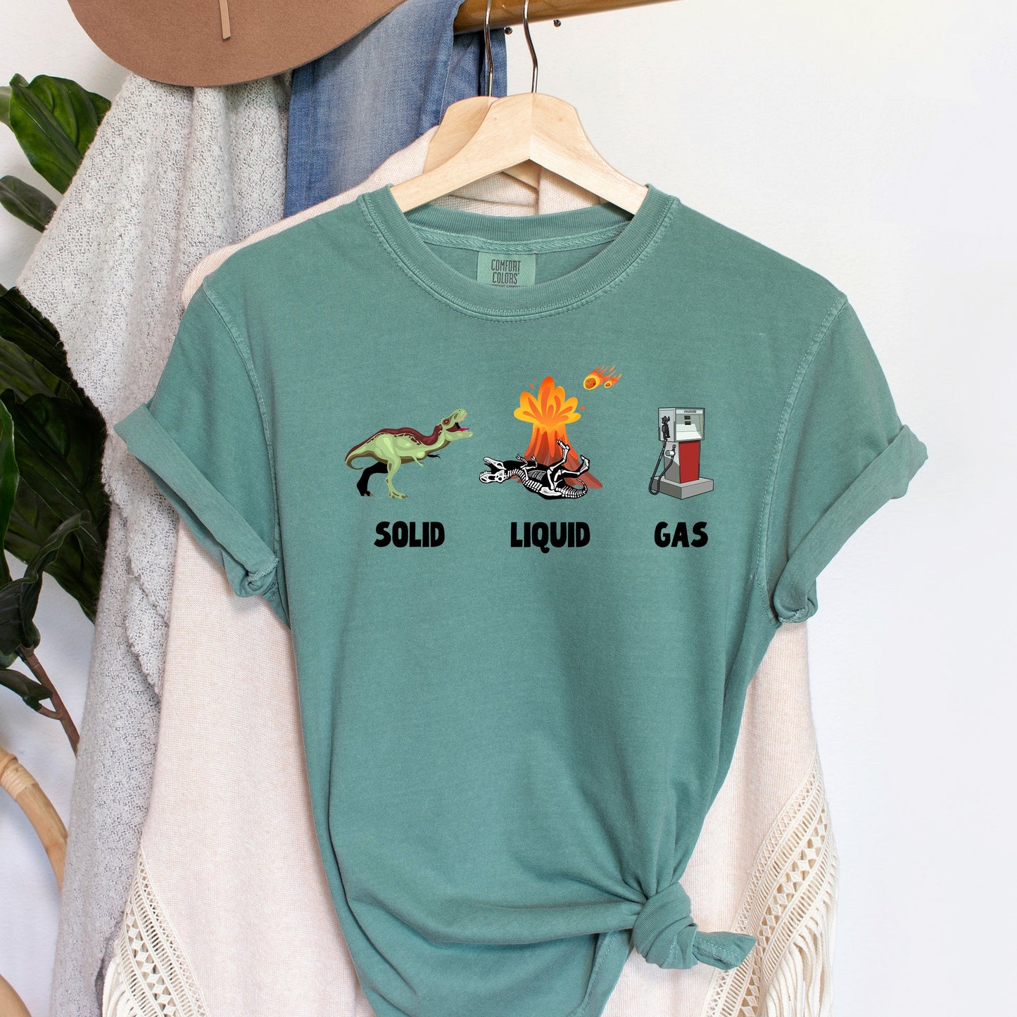 Solid Liquid Gas Dinosaurs Funny Science Comfort Colors Tshirt