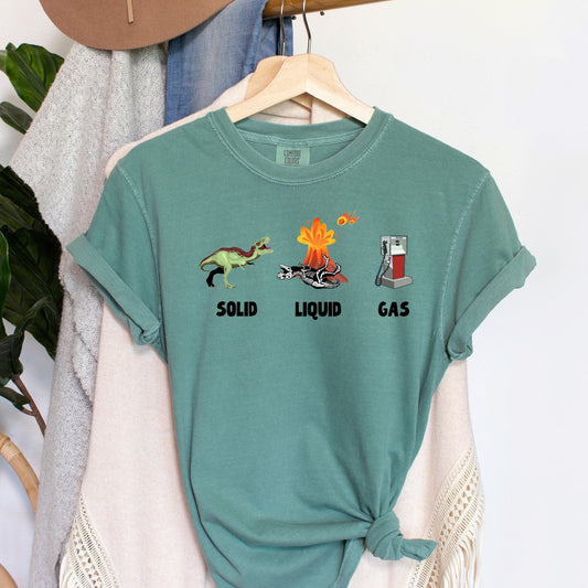 Solid Liquid Gas Dinosaurs Funny Science Comfort Colors Tshirt