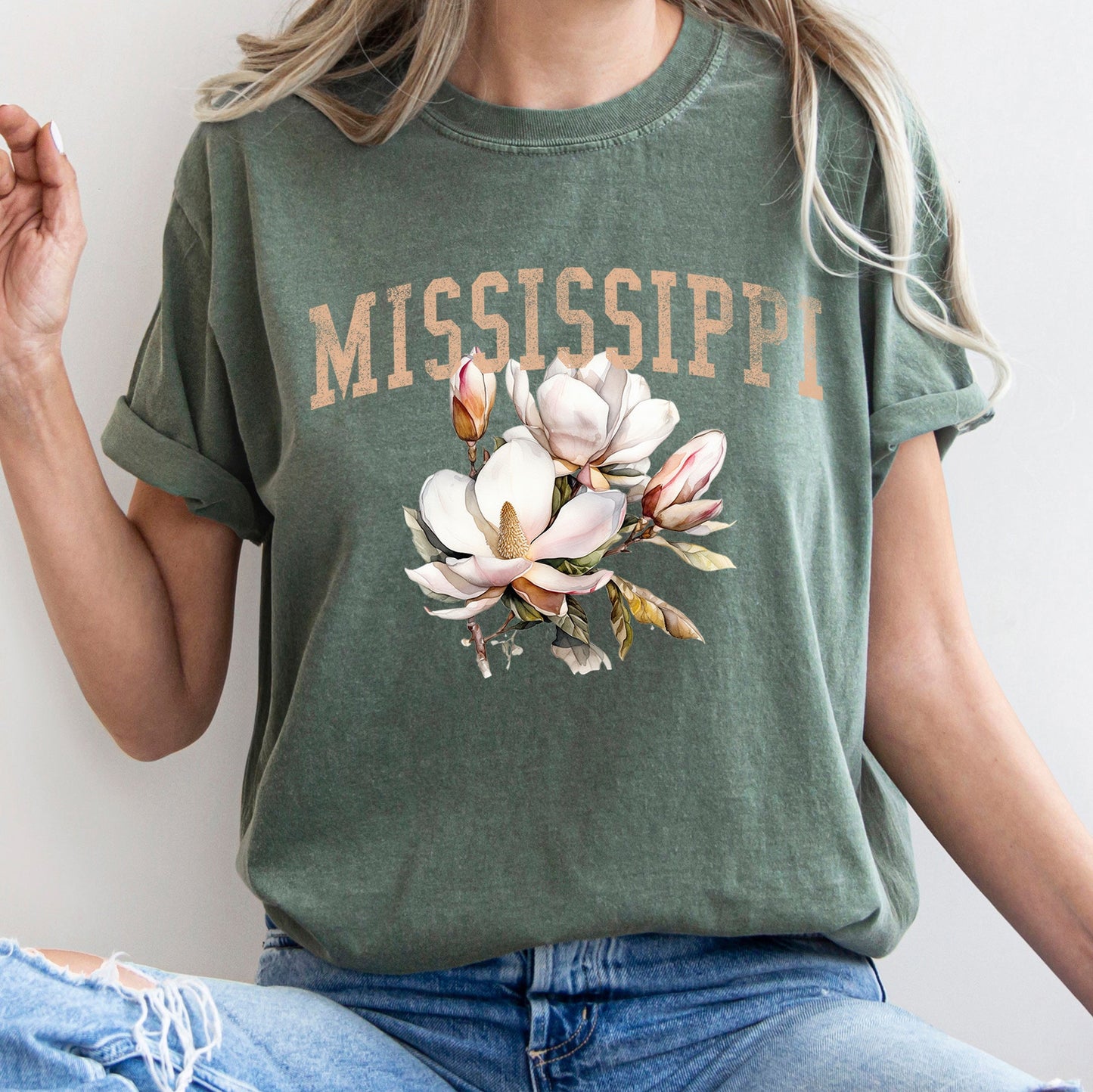 Mississippi State Flower Comfort Colors Tshirt