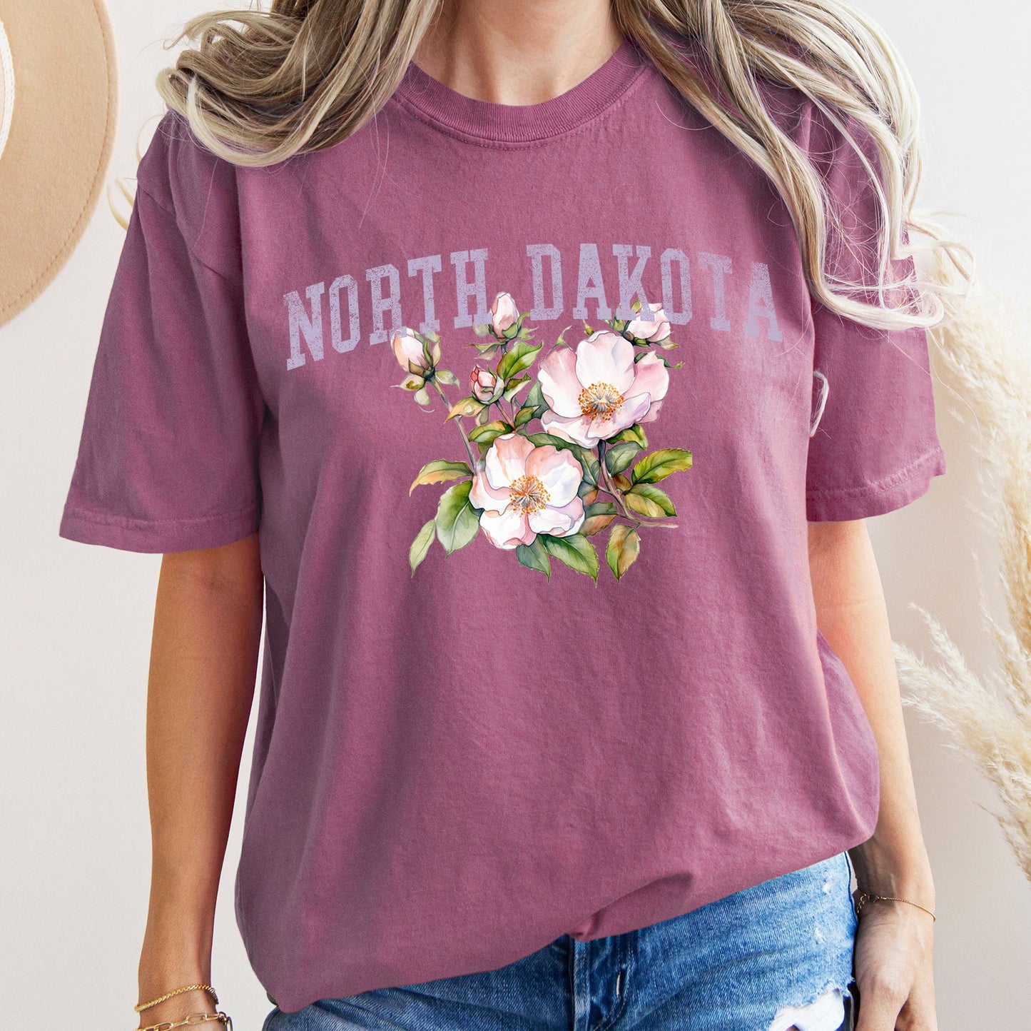 North Dakota State Flower Comfort Colors Tshirt