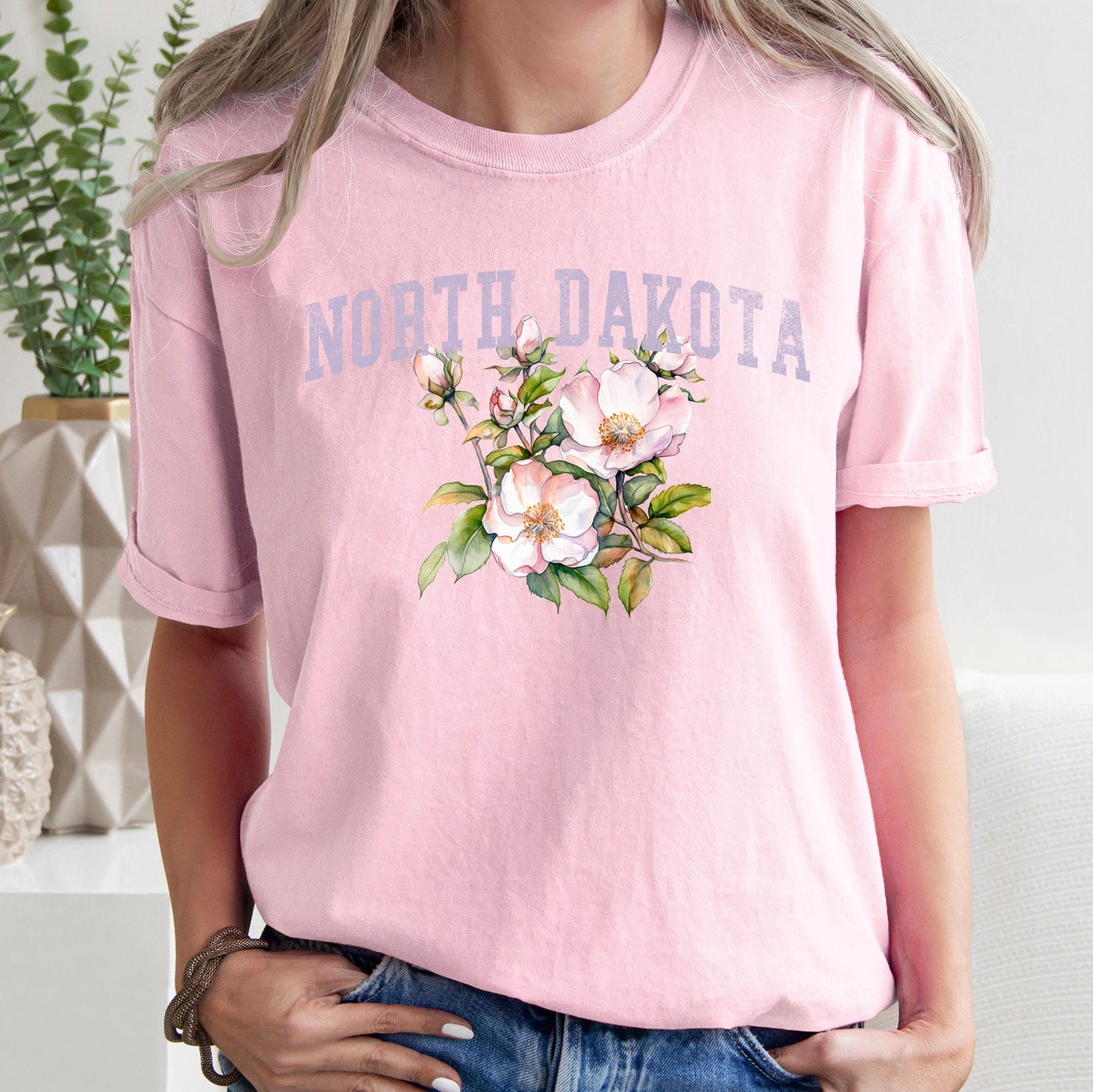 North Dakota State Flower Comfort Colors Tshirt