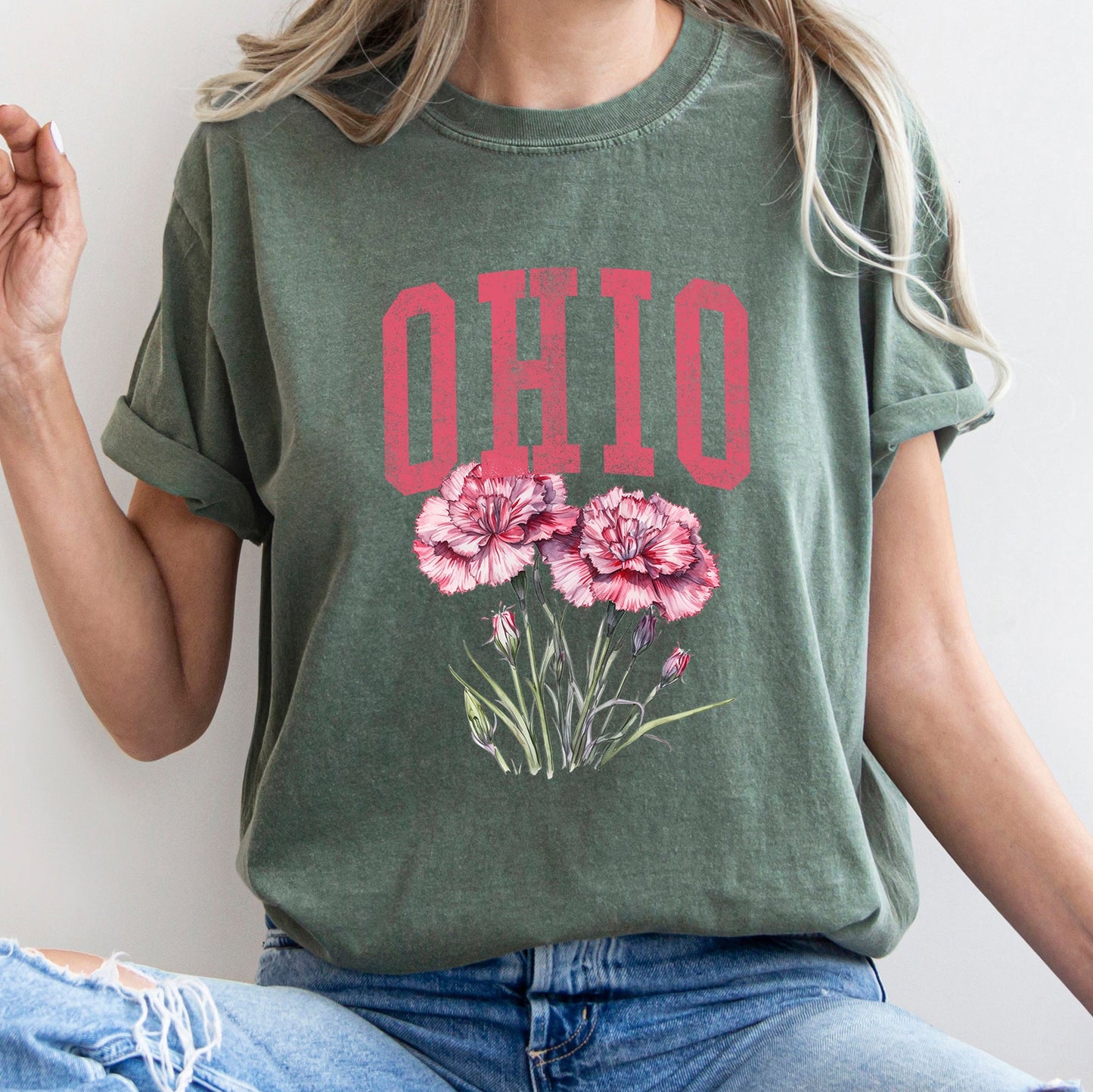 Ohio State Flower Comfort Colors Tshirt