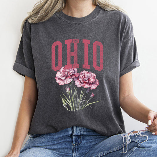 Ohio State Flower Comfort Colors Tshirt