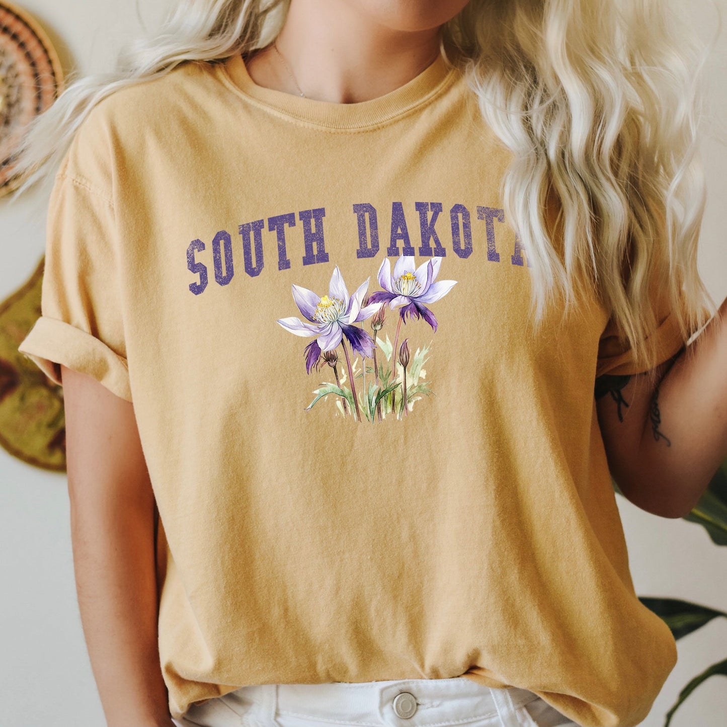 South Dakota State Flower Comfort Colors Tshirt