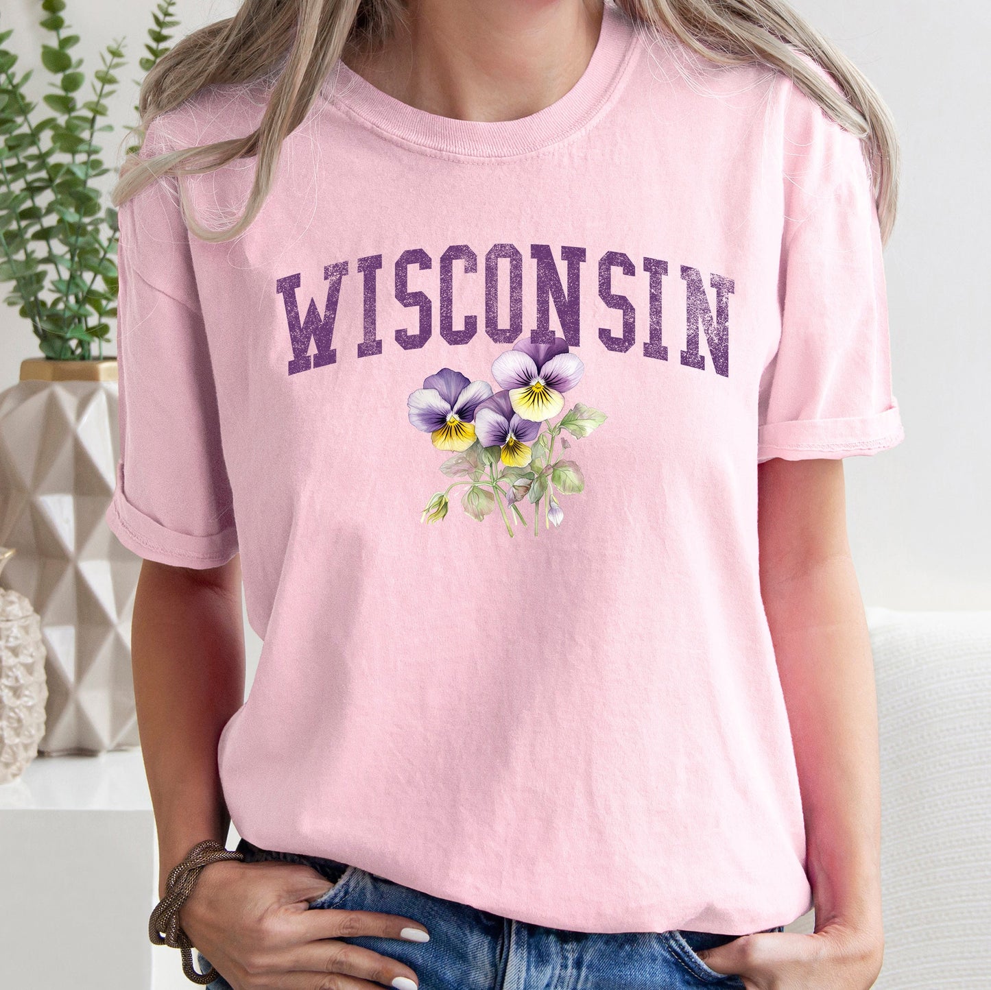 Wisconsin State Flower Comfort Colors Tshirt