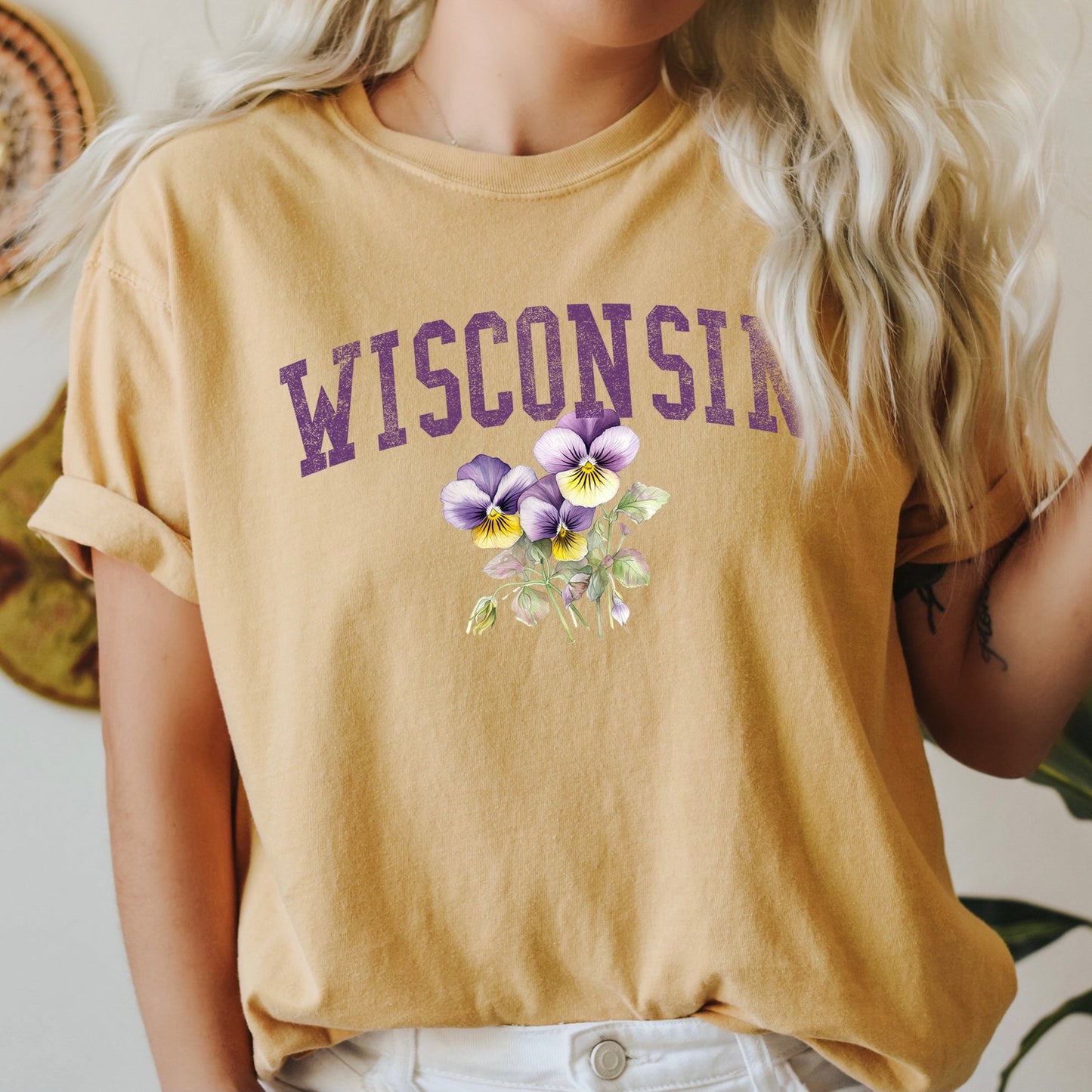 Wisconsin State Flower Comfort Colors Tshirt