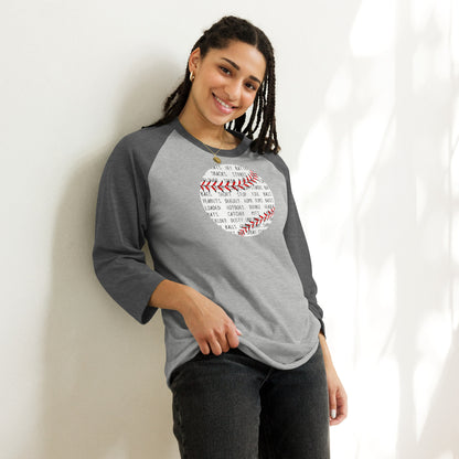 Baseball Words - 3/4 Sleeve Raglan Shirt