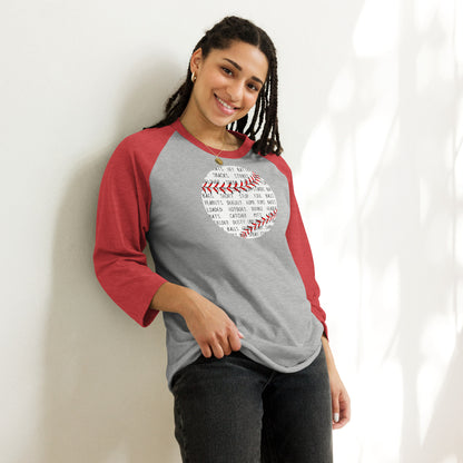 Baseball Words - 3/4 Sleeve Raglan Shirt