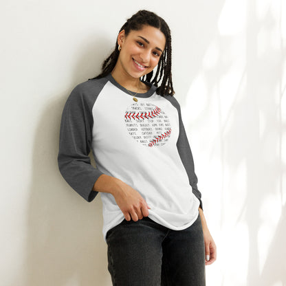 Baseball Words - 3/4 Sleeve Raglan Shirt
