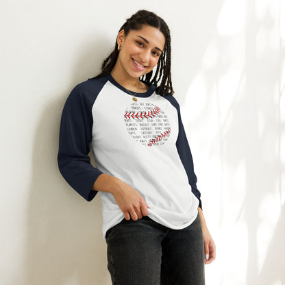 Baseball Words - 3/4 Sleeve Raglan Shirt