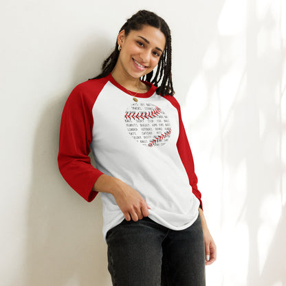 Baseball Words - 3/4 Sleeve Raglan Shirt