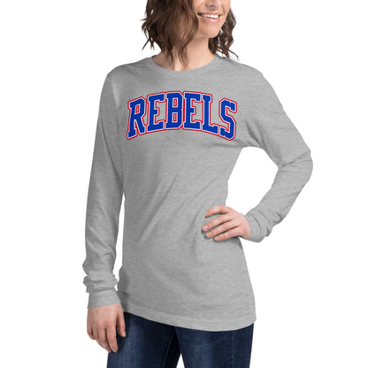 Tri-Color Arched Rebels Varsity - Bella Canvas Long Sleeve