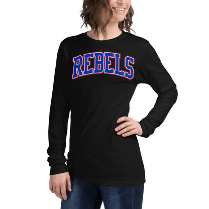 Tri-Color Arched Rebels Varsity - Bella Canvas Long Sleeve