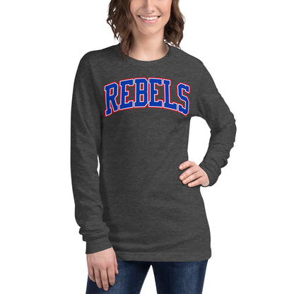 Tri-Color Arched Rebels Varsity - Bella Canvas Long Sleeve