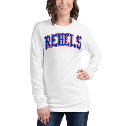 Tri-Color Arched Rebels Varsity - Bella Canvas Long Sleeve