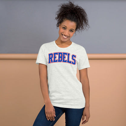 Tri-Color Rebels Arched Varsity - Bella Canvas Tee