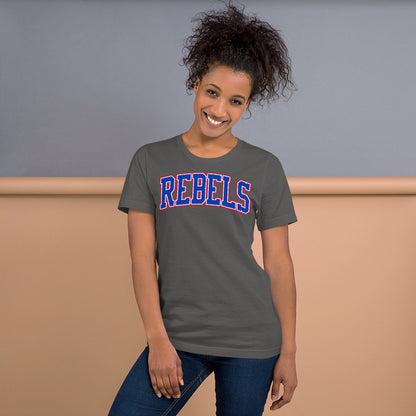Tri-Color Rebels Arched Varsity - Bella Canvas Tee