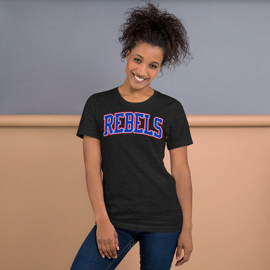 Tri-Color Rebels Arched Varsity - Bella Canvas Tee