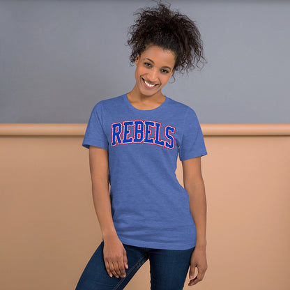 Tri-Color Rebels Arched Varsity - Bella Canvas Tee