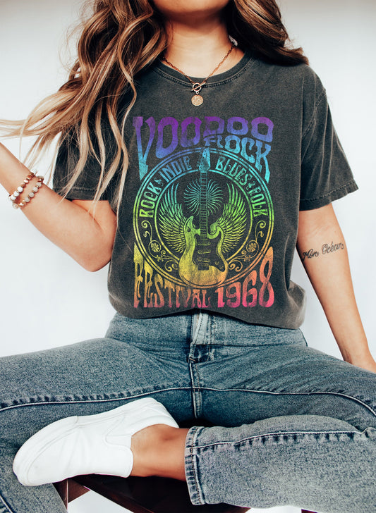 Voodoo Rock Festival Vintage Retro Music Comfort Colors Tshirt