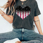 Heart with American Flag and Stars Patriotic Comfort Colors Tshirt