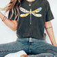 Floral White Dragonfly Botanical Comfort Colors Tshirt