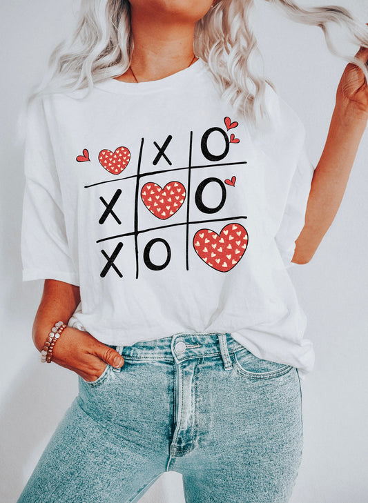 XOXO with Vintage Hearts Comfort Colors Tshirt